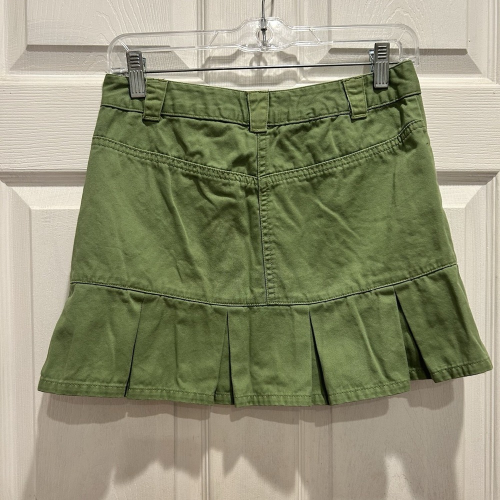 VTG Y2K Mossimo Womens Green Micro Mini Skirt Pleated Ruffle Hem Size 6 Grunge - Picture 5 of 6